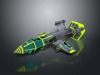 Futuristic Cosmic Spaceship With Green Black Geometric Patterns And Aerodynamic Structure 3d model