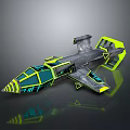 Futuristic Cosmic Spaceship With Green Black Geometric Patterns And Aerodynamic Structure