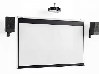 Projection Monitoring System Setup With Ceiling Mounted Projector And Wall Projection Screen 3d model