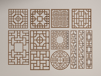 Chinese-style openwork window pane lattice model