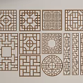 Chinese-style openwork window pane lattice 3d model