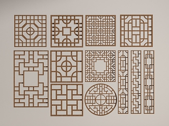 Chinese-style openwork window pane lattice 3d model