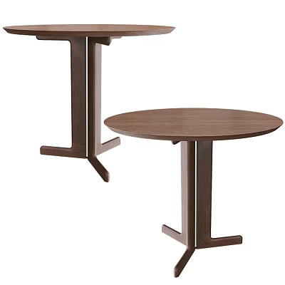 Modern Wooden Round Table With Solid Wood Stand And Minimalist Design 3d model
