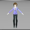 Cartoon Creature Character Wearing Purple Blazer White Shirt and Green Pants Standing with Arms Outstretched
