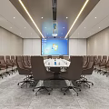 Modern Conference Room Interior With Large Meeting Table Ergonomic Chairs And Digital Screen