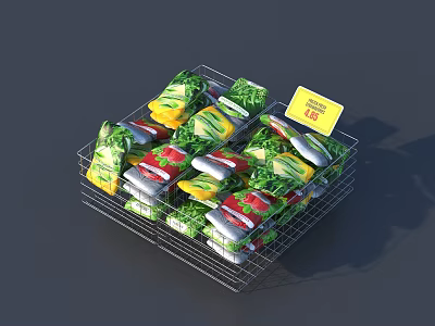 Modern Colorful Decorative Ornament Set In Metal Wire Basket For Home Display Decor 3d model