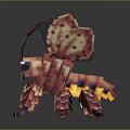 Pixelated Creature With Red Pink Wings Purple Legs And Detailed Pixel Art Design