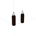 Two Brown Hanging Punching Bags For Boxing Training Equipment