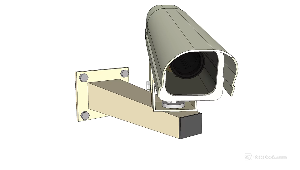 Projection Monitoring Security Camera With Sturdy Mounting Bracket And Protective Housing Design 3d model 