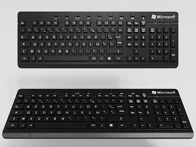 Microsoft Black Desktop Keyboards Full Size And Standard Models For Computer Use 3d model