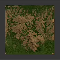 Garden Landscape 3D Model with Natural Topography Green Vegetation and Brown Mountains