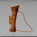 Handcrafted Orange Leather Weapon Quiver With Adjustable Strap And Decorative Stitching 3d model