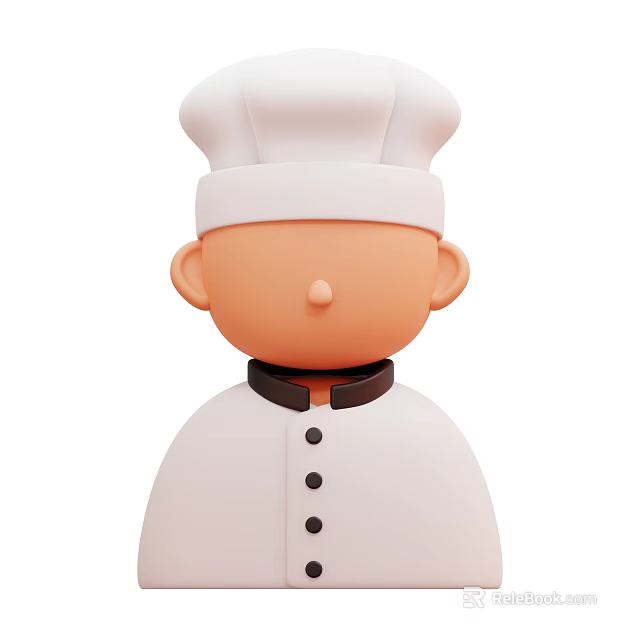 Decorative Chef Figurine Ornament Set With White Hat Uniform Black Collar And Buttons For Kitchen Decoration 3d model 