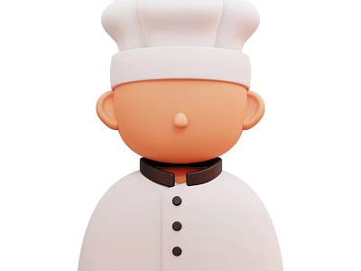 Decorative Chef Figurine Ornament Set With White Hat Uniform Black Collar And Buttons For Kitchen Decoration 3d model