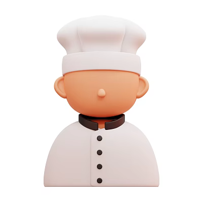 Decorative Chef Figurine Ornament Set With White Hat Uniform Black Collar And Buttons For Kitchen Decoration 3d model