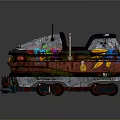 Vintage Style Water Vehicle With Metallic Texture Colorful Decorations Seats And Handrail