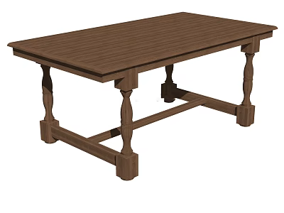 Classic Brown Wooden Writing Desk With Decorative Legs And Sturdy Structure 3d model