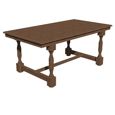 Classic Brown Wooden Writing Desk With Decorative Legs And Sturdy Structure 3d model