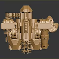 Golden Mechanical Robot Character With Humanoid Form And Intricate Metallic Structure