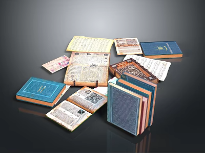 Intricate Hand Carved Book Sculptures With Detailed Pages And Artistic Design 3d model