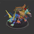 Colorful Mechanical Dragon Figure With Detailed Design Vibrant Blue Yellow Red Claw And Wing Elements