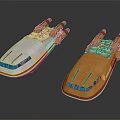 Two Futuristic Sci Fi Spaceships With White And Brown Hulls And Multiple Engines
