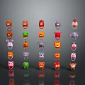 Colorful Game Movie Character Animal Rings Featuring Various Animal Shapes And Bright Hues