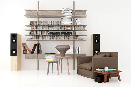 Modern desk and chair display stand 3d model