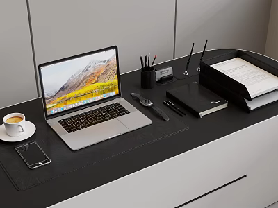 Laptop Tablet PC Mobile Phone Watch Pen Coffee Cup Office Stationery 3d model