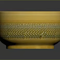Yellow Ceramic Bowl With Decorative Pattern And Small Dots Design 3d model