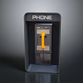 Classic Enclosed Phone Booth With Yellow Handset And Wall Mounted Phone