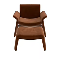 Modern Minimalist Brown Upholstered Leisure Chair with Matching Ottoman Comfortable Seating