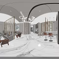 Real Estate Sales Office Modern Interior With White Reception Desk Model Buildings And Marble Floor