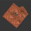 Red Desert Natural Landscape With Undulating Sandy Ground And Rock Formations
