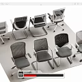 Modern Office Chairs In Multiple Styles Featuring Mesh Back Swivel Base And Metal Frame 3d model