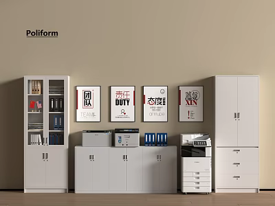 Office equipment file cabinet water dispenser printer copy 3d model