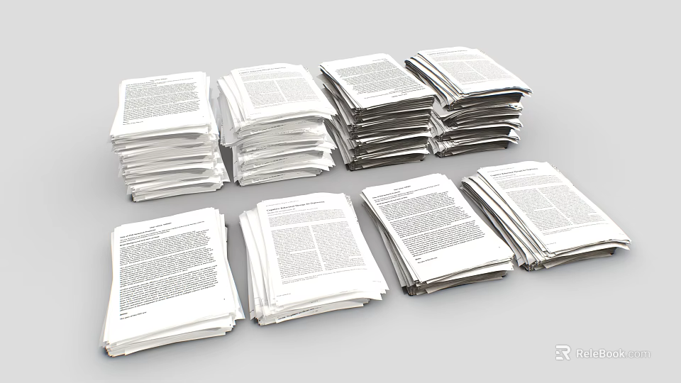 Stacked Newspapers Piles Of Printed Reading Materials On Gray Background 3d model 