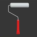 Paint Roller With White Foam Cover And Red Handle On Dark Surface 3d model