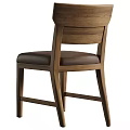 Modern Wooden Bar Stool With Brown Leather Seat Cushion And Curved Backrest Design