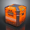 Orange Private Storage Box Featuring FUNIOS Label And Striped Metal Construction 3d model