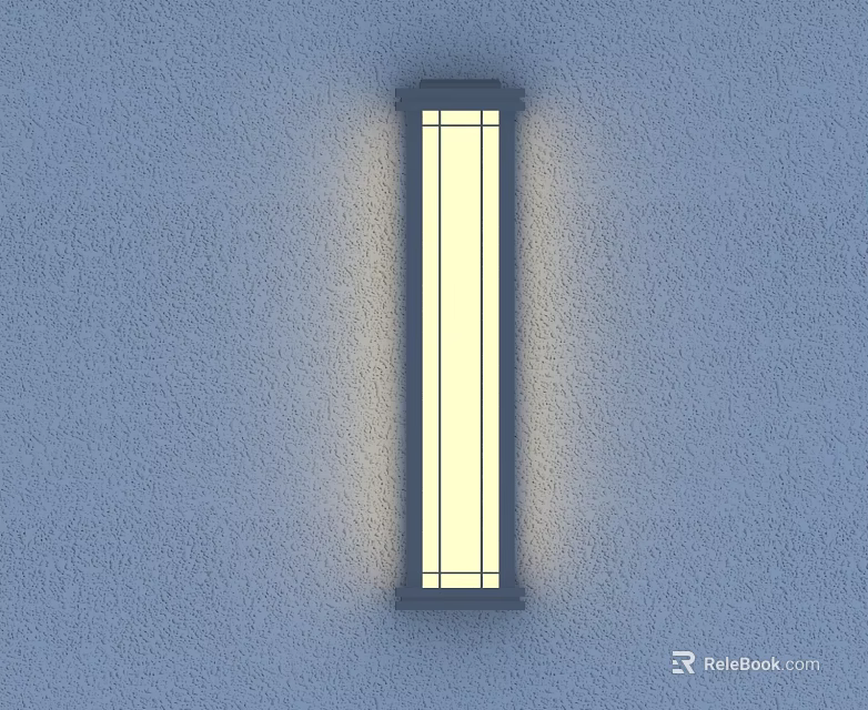 Modern Rectangular Wall Light With Sleek Design Illuminated On Gray Wall 3d model 