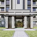 Door Head Unit Entrance Lobby of New Chinese-style Gate Residence 3d model
