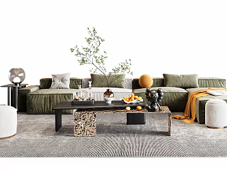 Modern sofa coffee table combination 3d model