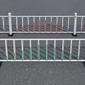 Urban Road Safety Barriers With White Frame Red And Green Vertical Strips