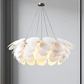 Modern White Leaf-shaped Chandelier With Circular Design And Soft Lighting For Interior Space