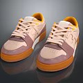 Stylish Low Top Casual Sports Shoes With Pastel Pink Tan Yellow And White Color Accents