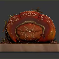 Sliced Roasted Ham on Wooden Cutting Board with Rosemary and Black Pepper