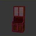 Classic Mahogany Wood Cabinet With Glass Front Doors And Lower Drawer Storage