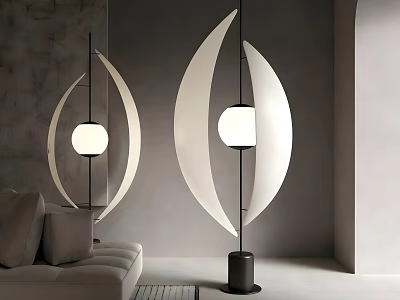 Modern Half Moon Shaped Floor Lamp with Round Bulb and Black Base for Living Room 3d model