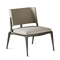 Modern Leisure Chair With Brown Beige Leather Seat And Black Metal Frame
